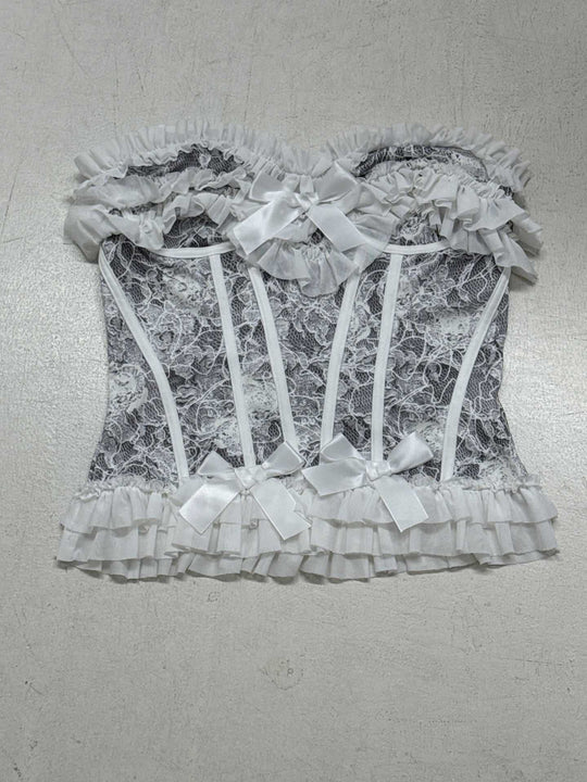Damen Spitzen-Bustier mit Rüschendetails R&B
