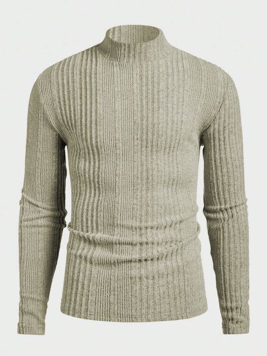 Herren Strickpullover mit hohem Kragen und Rippstruktur R&B