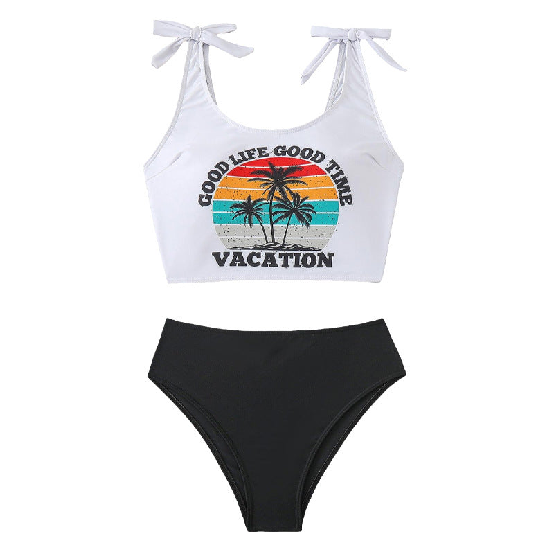 Damen Bauchfreies Bikini-Set mit grafischem Druck R&B