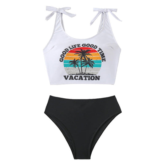 Damen Bauchfreies Bikini-Set mit grafischem Druck R&B