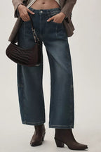 Damen Weite Cropped Jeans mit lässigem Look