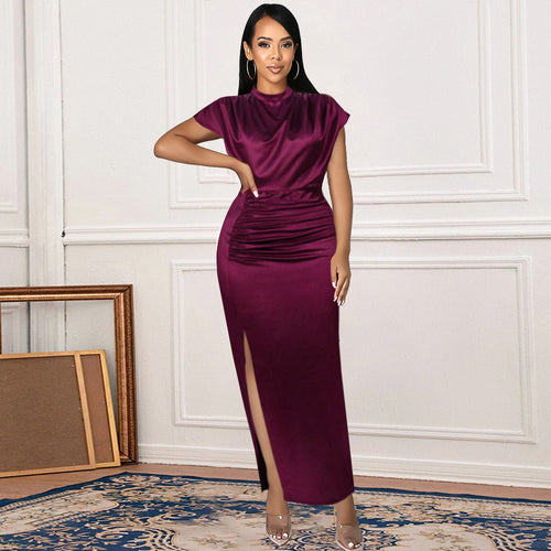 Damen Elegantes figurschmeichelndes Maxikleid mit seitlichem Schlitz R&B