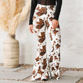 Damen Flared Jeans mit auffälligem Kuhflecken-Muster R&B