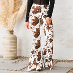 Damen Flared Jeans mit auffälligem Kuhflecken-Muster R&B