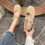Damen Ballerinas mit elegantem Riemen und Perlendetails