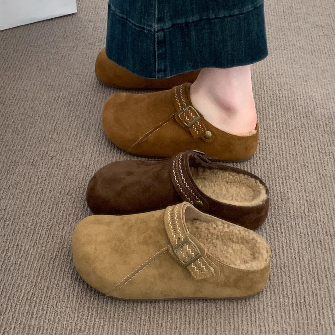 Damen Komfort Clogs mit warmem Innenfutter und modischer Schnalle R&B