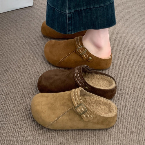 Damen Komfort Clogs mit warmem Innenfutter und modischer Schnalle R&B