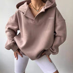DamenOversized Sweater mit Eingrifftaschen und Kapuze R&B