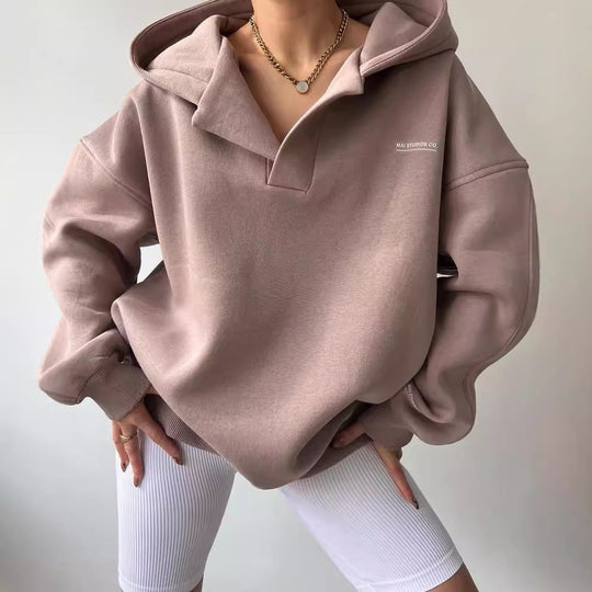 DamenOversized Sweater mit Eingrifftaschen und Kapuze R&B