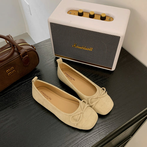 Damen Ballerinas mit zierlicher Schleifenverzierung und bequemer Ledersohle R&B