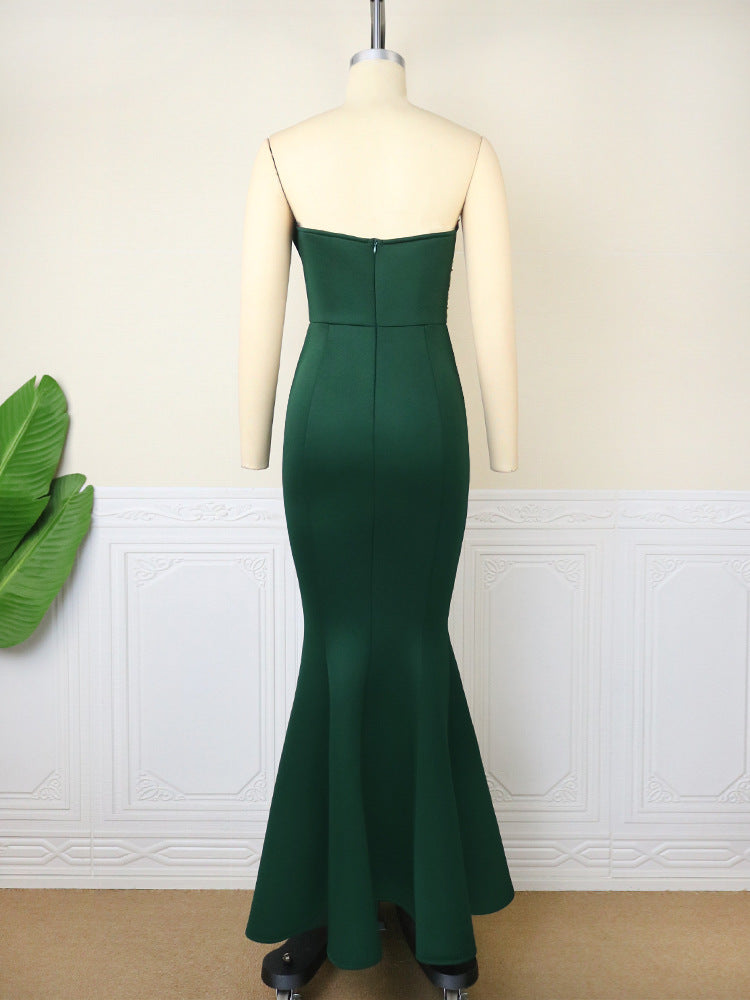 Damen elegantes Abendkleid mit asymmetrischem Design und kunstvoller Stickerei R&B