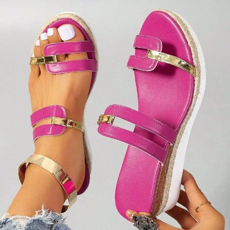 Damen Trendige und bequeme Keilsandalen mit verstellbaren Riemen R&B