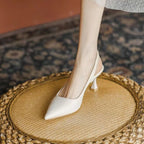 Damen spitze Slingback-Pumps mit elegantem Blockabsatz R&B