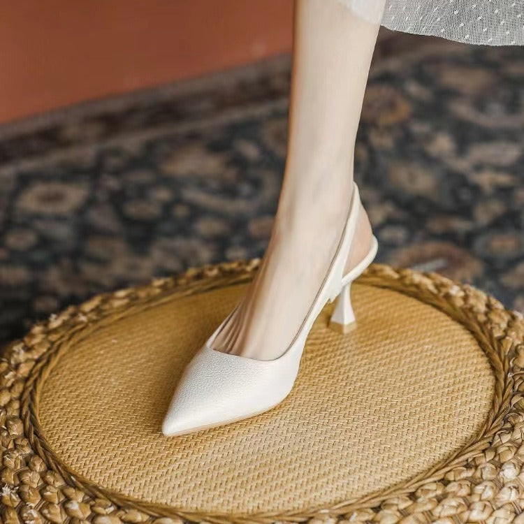 Damen spitze Slingback-Pumps mit elegantem Blockabsatz R&B