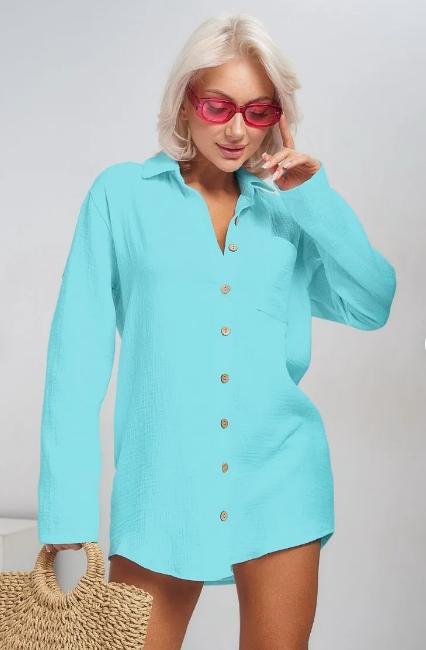 Damen lässige Sommerbluse mit Knopfdetail R&B