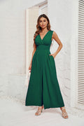 Damen Jumpsuit mit V-Ausschnitt und weitem Bein R&B
