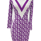 Damen Elegantes und figurbetontes Kleid mit grafischem Muster R&B