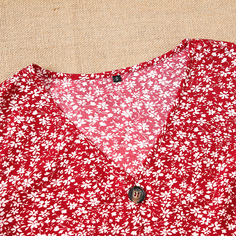 Damen Bluse mit floralem Design und Knopfdetails R&B