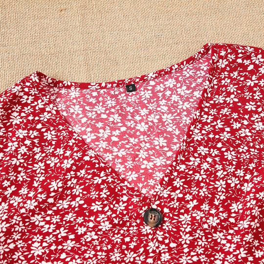 Damen Bluse mit floralem Design und Knopfdetails R&B