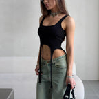 Damen Crop-Top mit innovativem Schnitt und einzigartigen Binde-Details R&B