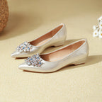 Damen elegante Ballerinas mit funkelnder Schmuckapplikation
