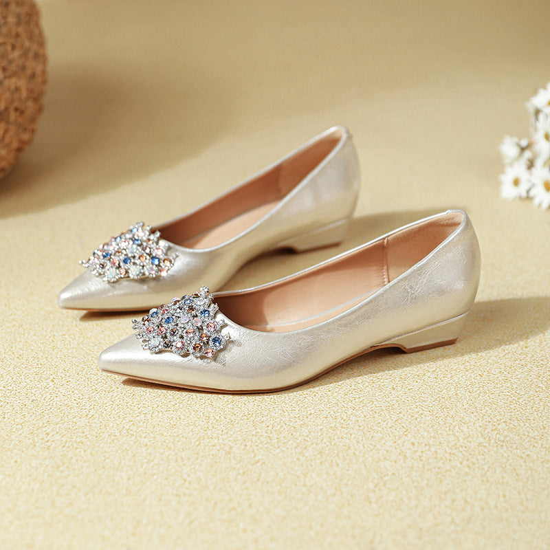 Damen elegante Ballerinas mit funkelnder Schmuckapplikation