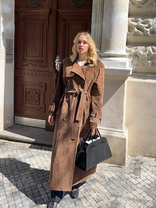 Damen Langmantel aus softem Wildleder R&B