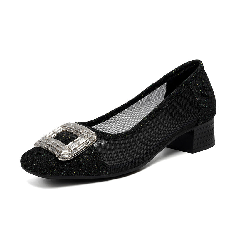 Damen Elegante Ballerinas mit modischem Schmuckdetail und komfortablem Blockabsatz R&B