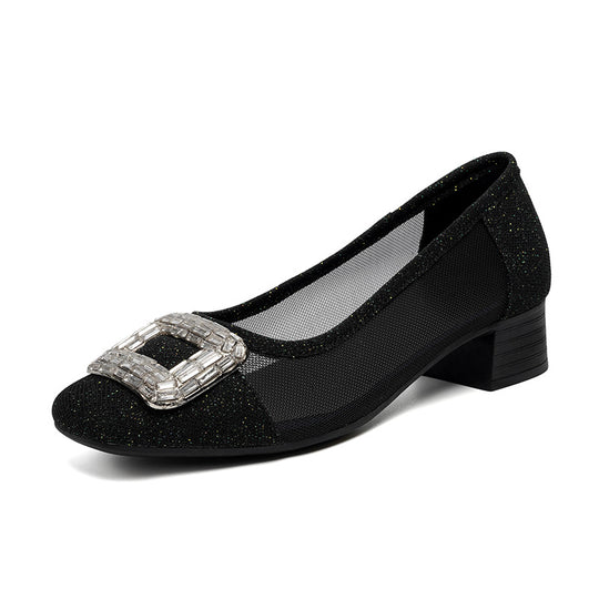 Damen Elegante Ballerinas mit modischem Schmuckdetail und komfortablem Blockabsatz R&B