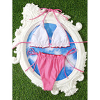 Damen Check-Muster Triangel-Bikini Set