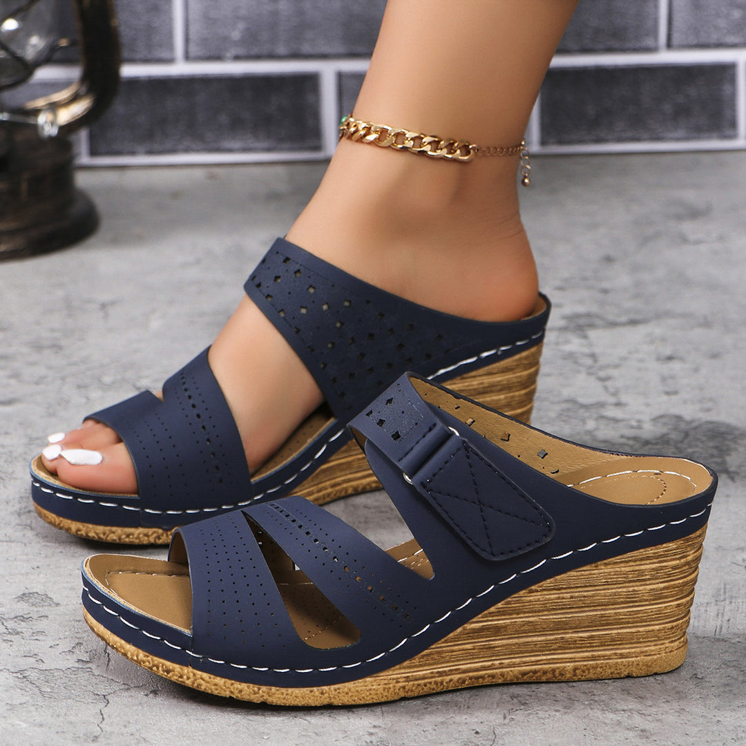 Damen Wedge-Pantoletten mit atmungsaktivem Obermaterial und verstellbarem Riemen R&B