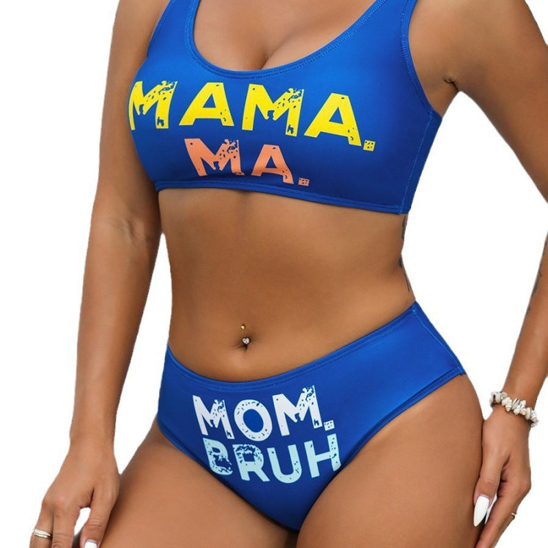 Damen Sport-Bikini mit auffälligem Schriftzug und komfortablem Schnitt R&B