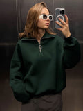 Damen Sweatshirt mit Zip-Kragen und lässigem Schnitt R&B