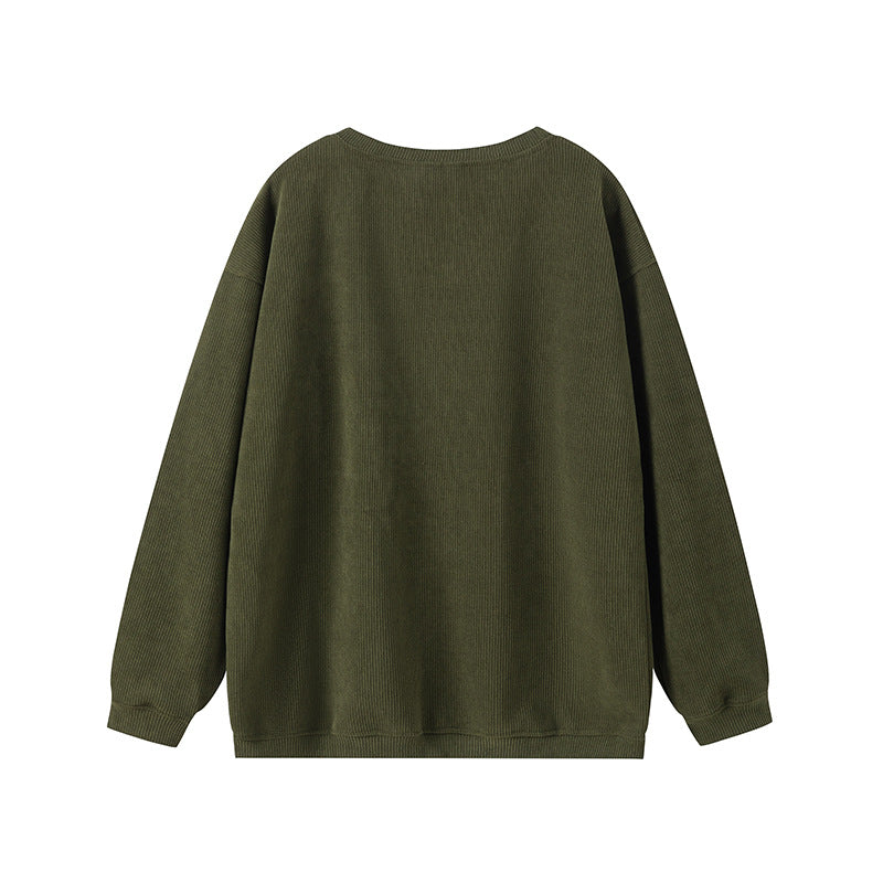 Damen lässiger Sweatshirt mit feiner Rippstruktur und komfortablem Schnitt R&B