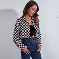 Damen Modische Karokbluse mit Herzen und cropped Schnitt R&B