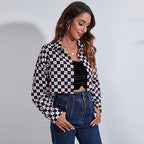 Damen Modische Karokbluse mit Herzen und cropped Schnitt R&B