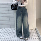 Damen weite Denim-Jeans im lässigen Stil mit modischen Waschungen R&B