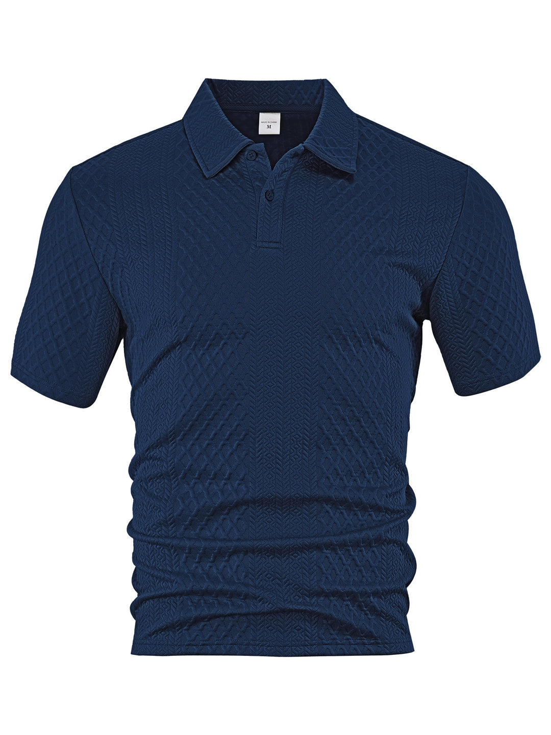 Herren nan texturiertes Jacquard-Poloshirt kurzärmelig schmaler Schnitt mit Polokragen R&B