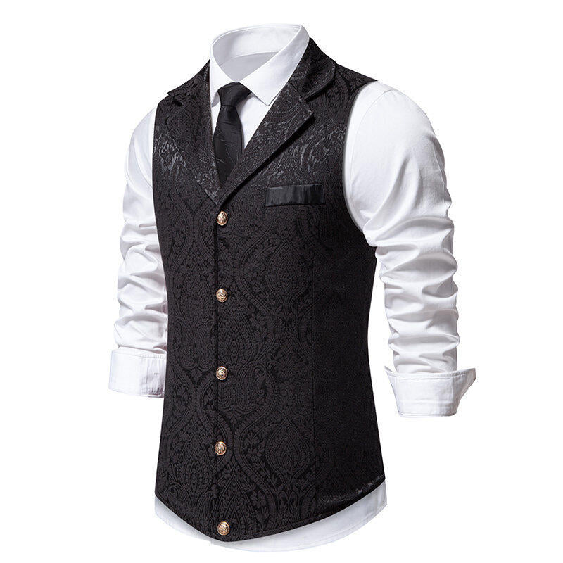 Herren elegante Anzugweste mit feinem Floral-Muster und hochwertiger Verarbeitung R&B