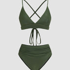 Damen Hochgeschnittener Bikini mit raffiniertem Rüschendesign R&B