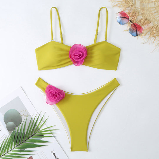 Damen Bikini-Set mit verspieltem Blumendetail und schickem Wickel-Design R&B