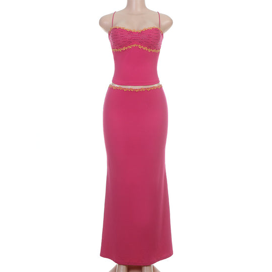 Damen elegantes Maxikleid mit raffinierten Spitzendetails R&B
