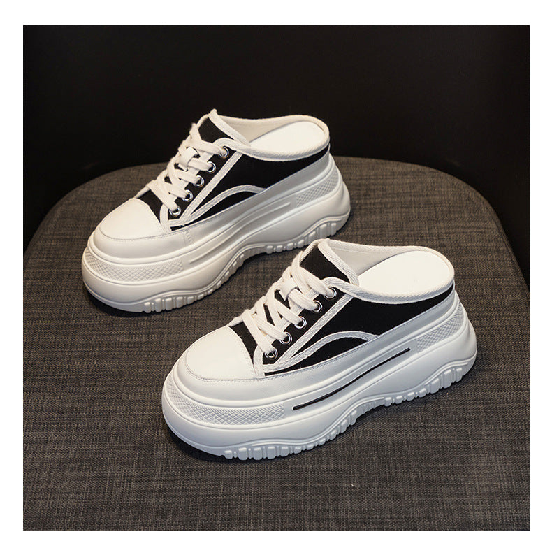 Damen Slip-On Sneakers mit hohem Plateau und atmungsaktiver Mesh-Oberfläche