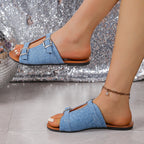 Damen Denim-Stretch Sandalen R&B