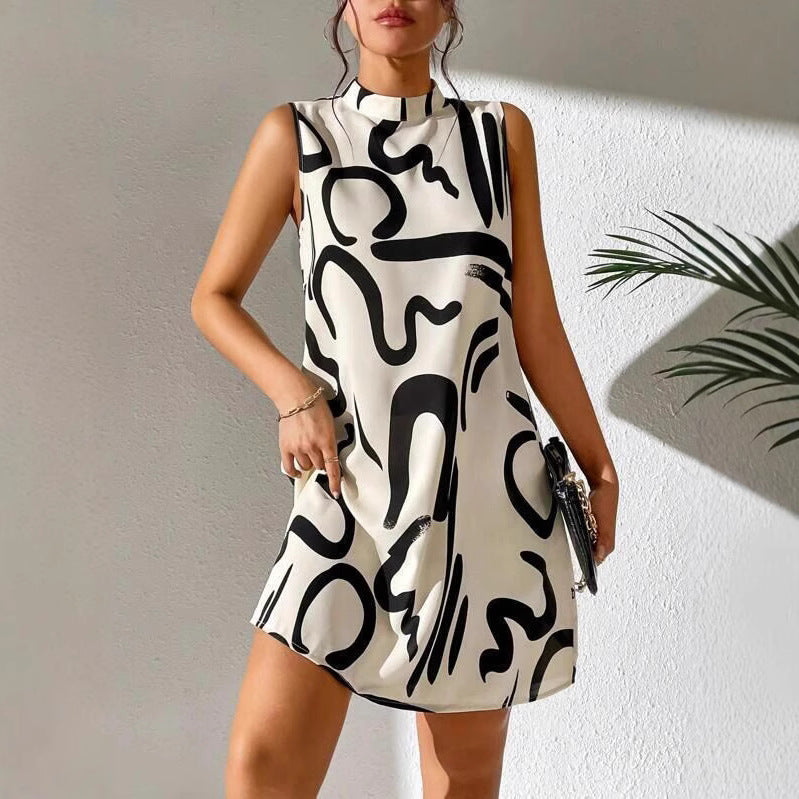 Damen Minimalistisches Cocktailkleid mit modernem grafischen Muster R&B