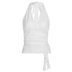 Damen elegantes Wickeloberteil mit Halterneck und Raffung R&B