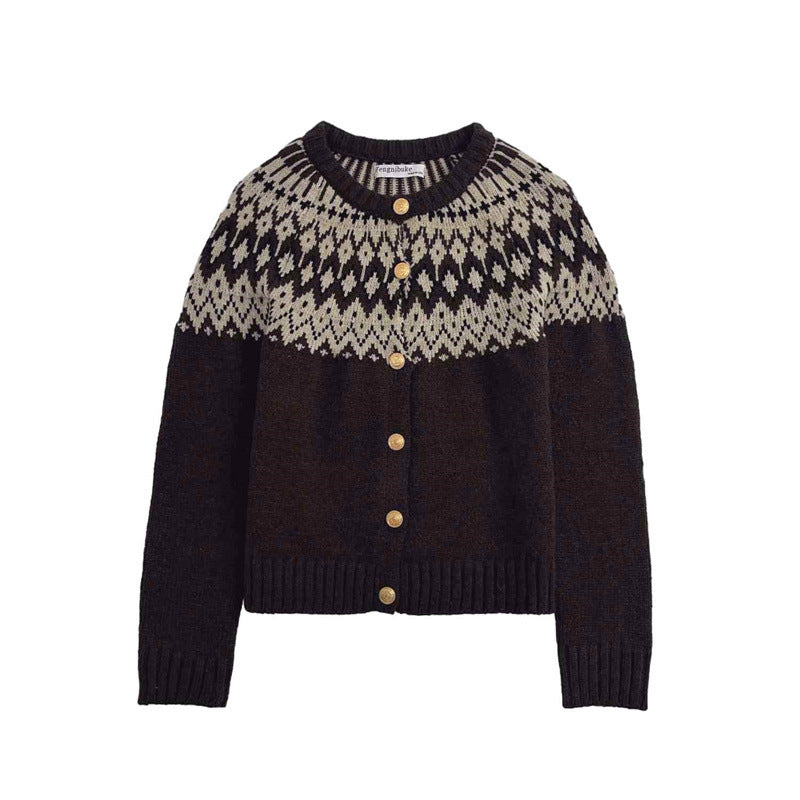 Damen Strickjacke mit traditionellem Norwegermuster R&B