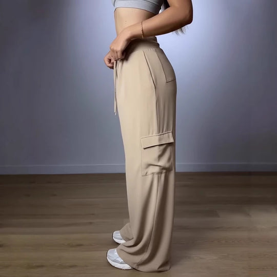 Damen weite Cargo-Hose mit elastischem Bund und praktischen Taschen R&B
