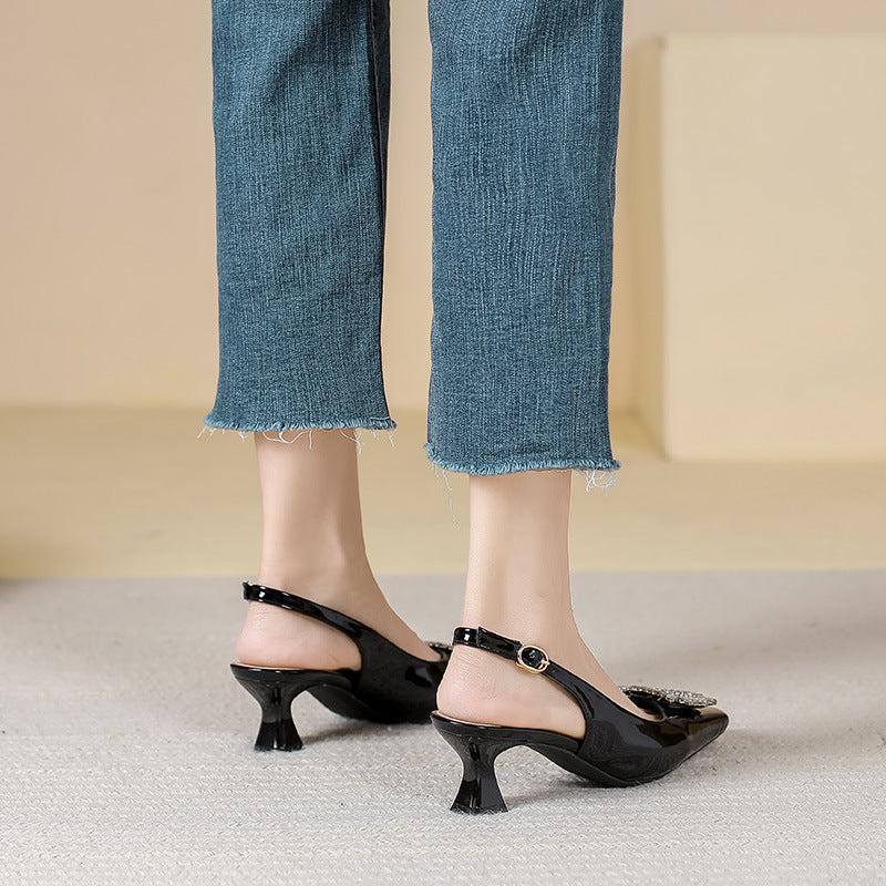 Damen Slingback-Pumps mit funkelndem Schmuckelement