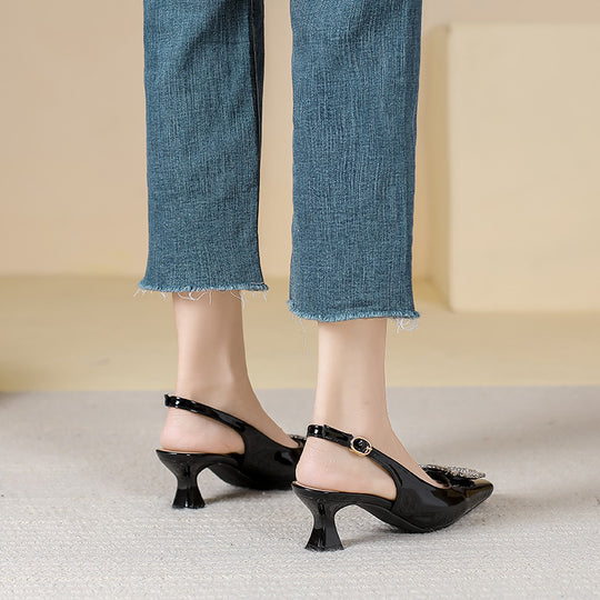 Damen Slingback-Pumps mit funkelndem Schmuckelement R&B